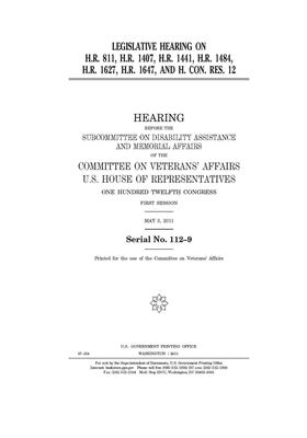 Legislative Hearing on H. R. 811, H. R. 1407, H. R. 1441, H. R. 1484, H. R. 1627, H. R. 1647, and H. con. Res. 12 book cover image